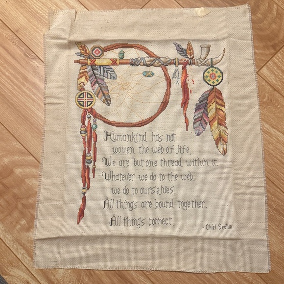 Other - Dreamcatcher Cross-stitch Tapestry with Inspirational Quote handmade